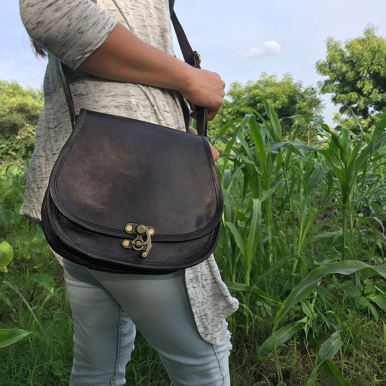 Handmade Leather Crossbody Bag For Women