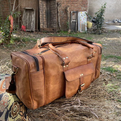 Handmade Personalized 20, 24, 30, 32 Inch Leather Duffle Bag