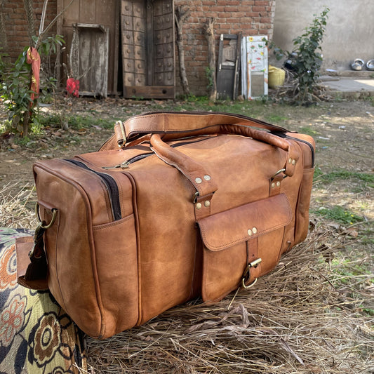 Handmade Personalized 20, 24, 30, 32 Inch Leather Duffle Bag