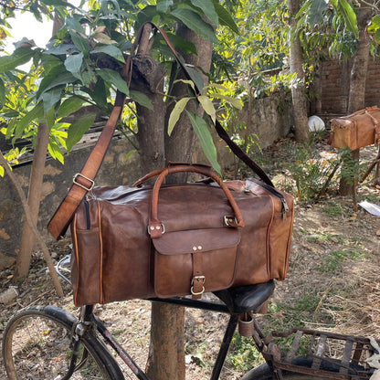 Handmade Personalized 20, 24, 30, 32 Inch Leather Duffle Bag