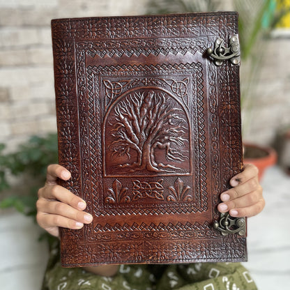 Tree Of Life Handmade Leather Journal, Leather Notebook - 400 Unlined- Lined Pages