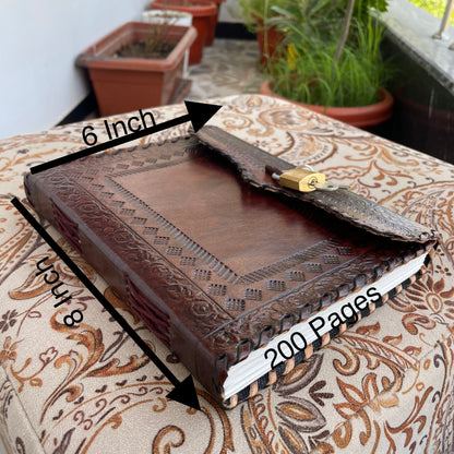 Handmade Journal With Lock And Key, Personalized Diary With Lock And Key - 200 Unlined- Lined Pages