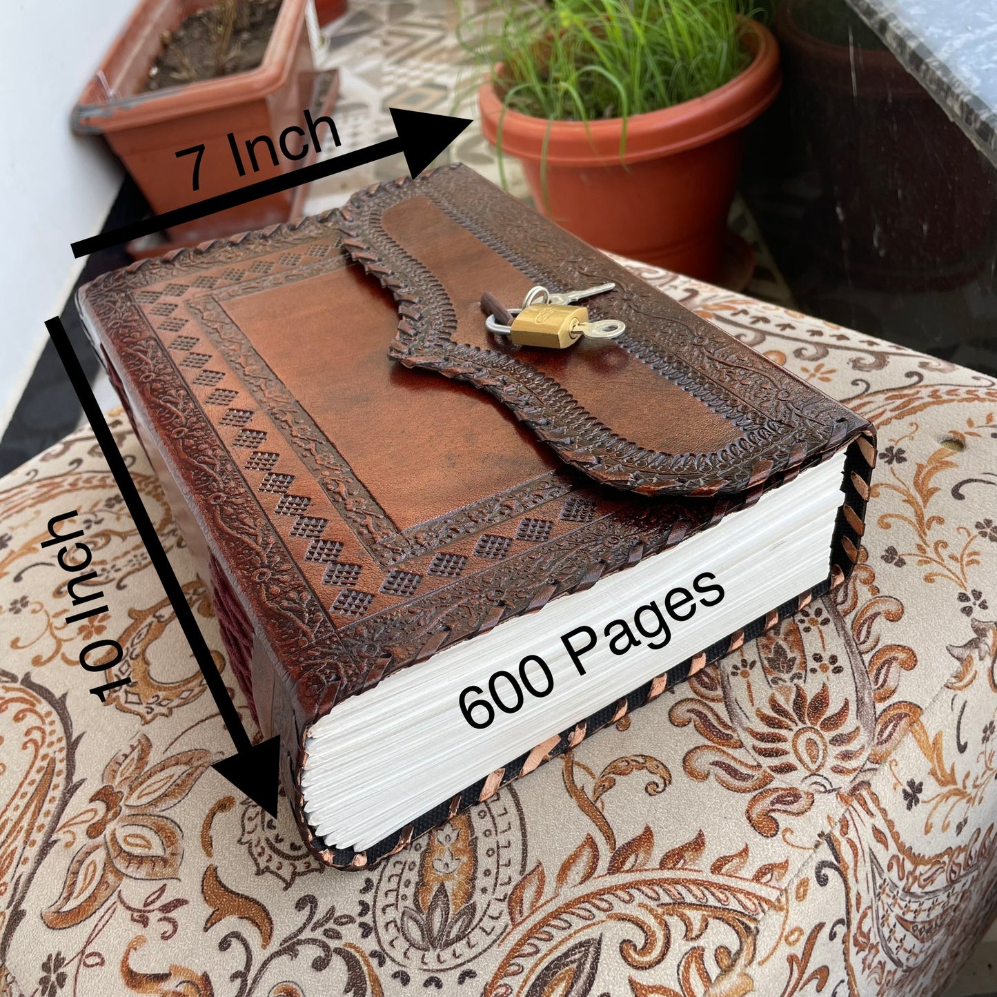 Handmade Journal With Lock And Key, Personalized Diary With Lock And Key - 600 Unlined- Lined Pages