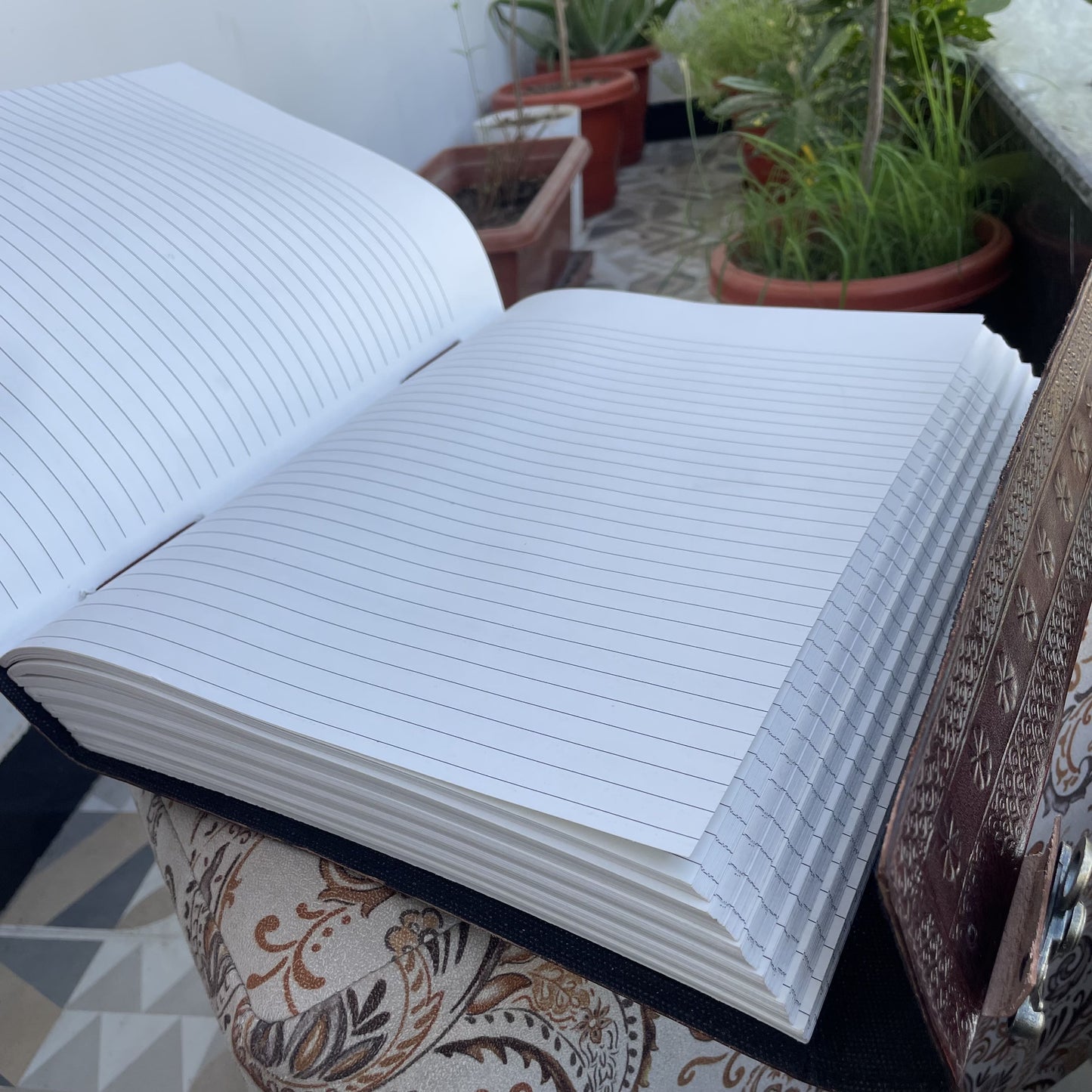 Pentagram Embossed Leather Journal, Large Notebook With Lined/Unlined Pages