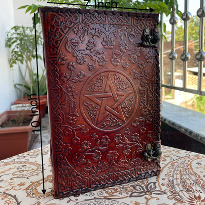 Personalized Leather journal Book Of Shadows, Pentagram Journal With Lined/Unlined Pages