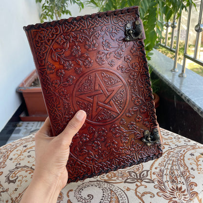 Personalized Leather journal Book Of Shadows, Pentagram Journal With Lined/Unlined Pages