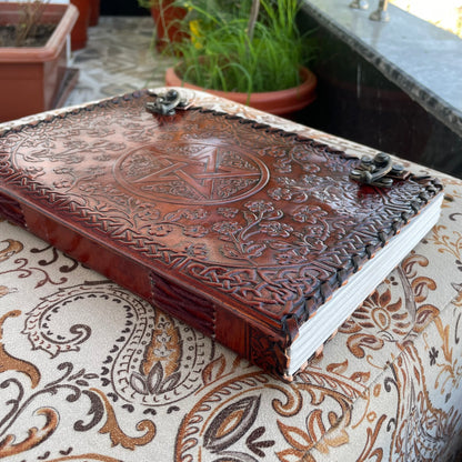 Personalized Leather journal Book Of Shadows, Pentagram Journal With Lined/Unlined Pages