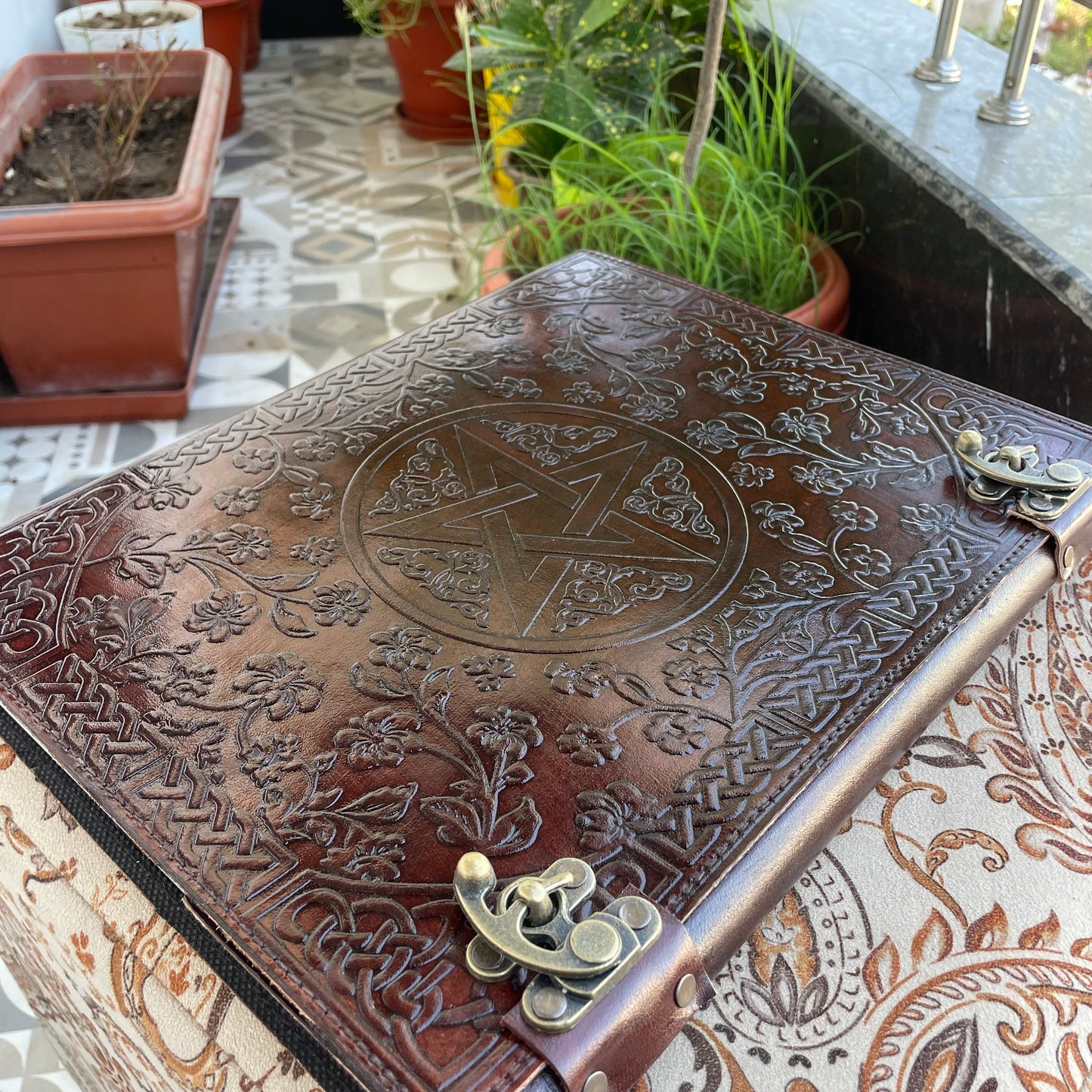 Personalized Leather journal Book Of Shadows, Pentagram Journal With Lined/Unlined Pages