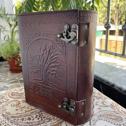 Tree Of Life Handmade Leather Journal, Leather Notebook - 400 Unlined- Lined Pages