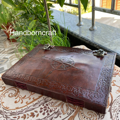 Leather Journal Compass Spell Book Of Shadow Journal With Lined/Unlined Pages