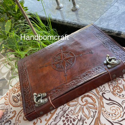 Leather Journal Compass Spell Book Of Shadow Journal With Lined/Unlined Pages