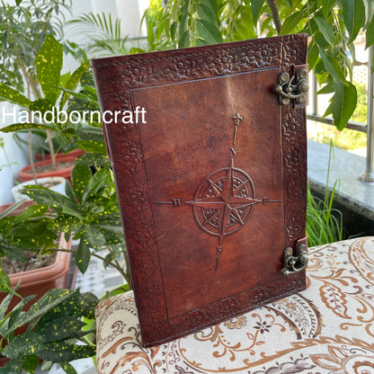 Leather Journal Compass Spell Book Of Shadow Journal With Lined/Unlined Pages