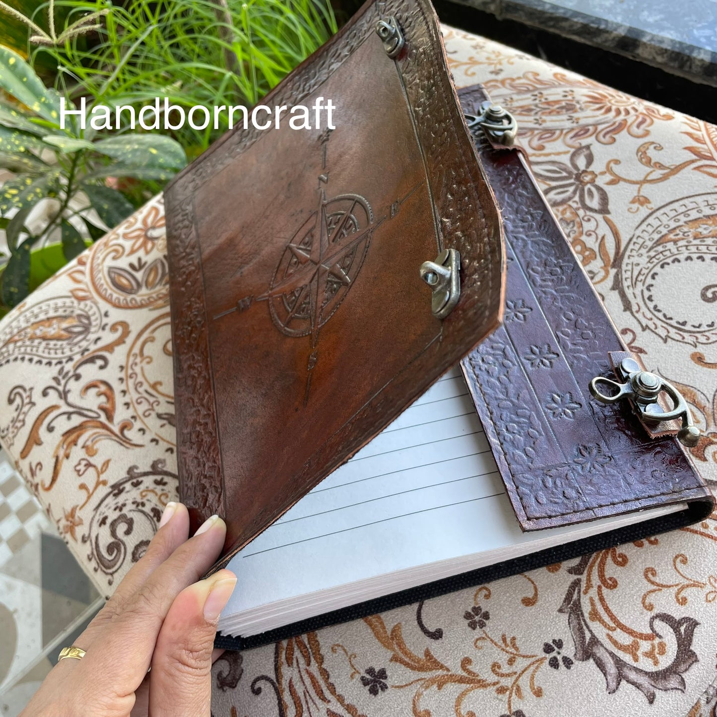 Leather Journal Compass Spell Book Of Shadow Journal With Lined/Unlined Pages