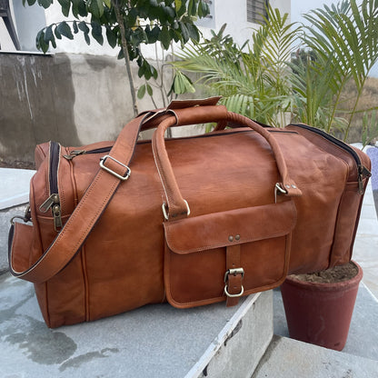 Handmade Personalized 20, 24, 30, 32 Inch Leather Duffle Bag