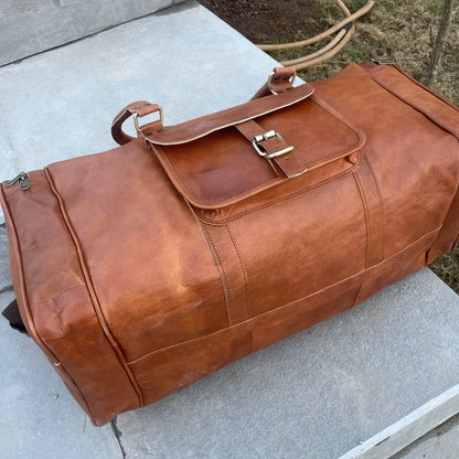 Handmade Personalized 20, 24, 30, 32 Inch Leather Duffle Bag
