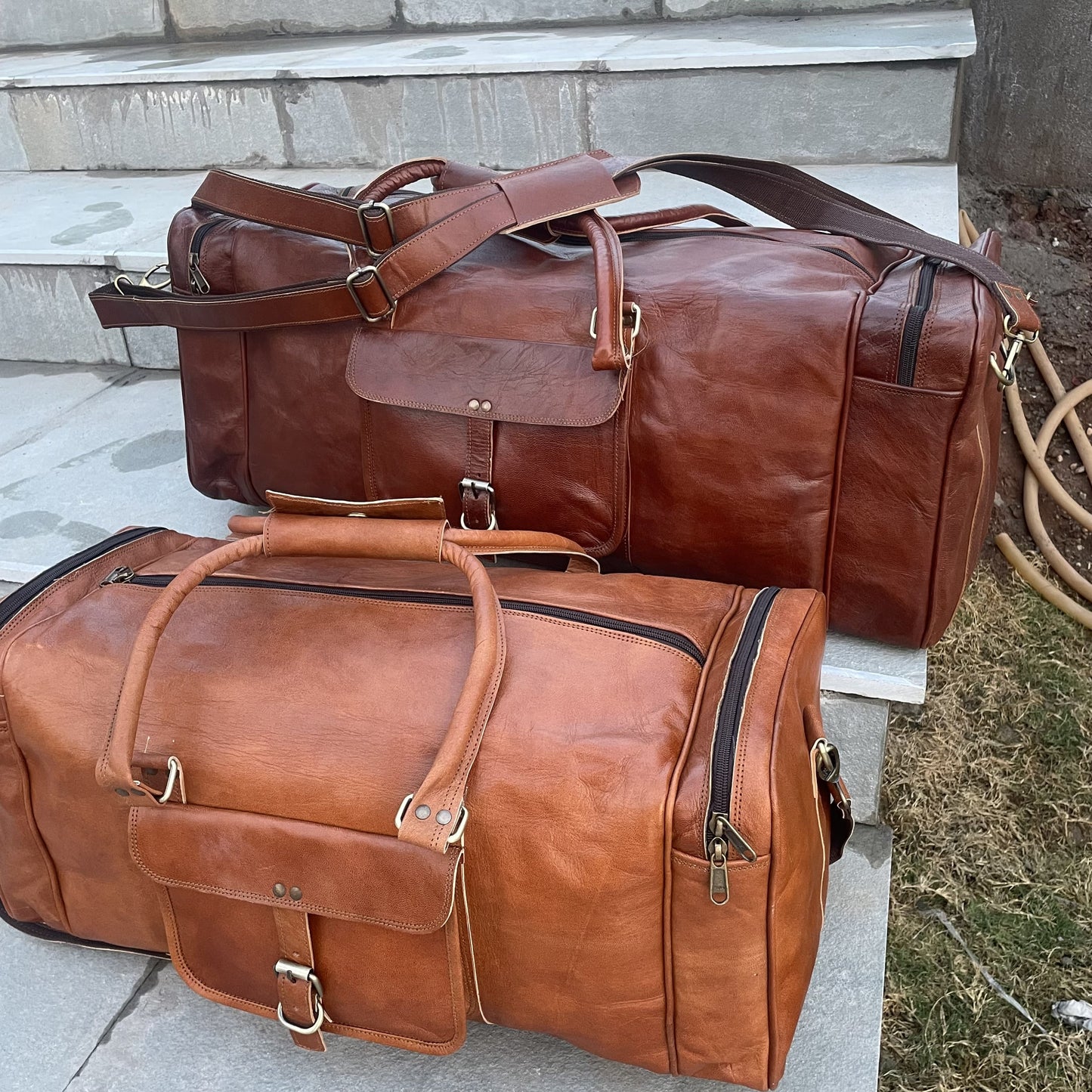 Handmade Personalized 20, 24, 30, 32 Inch Leather Duffle Bag