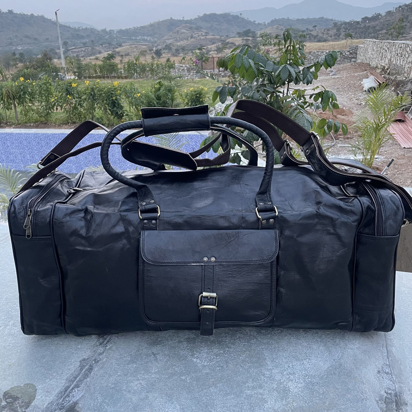 Handmade Personalized 20, 24, 30, 32 Inch Leather Duffle Bag