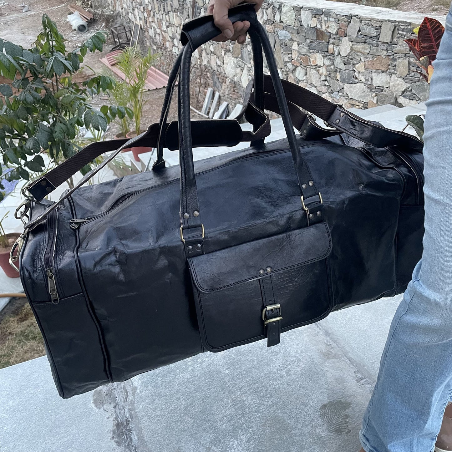 Handmade Personalized 20, 24, 30, 32 Inch Leather Duffle Bag