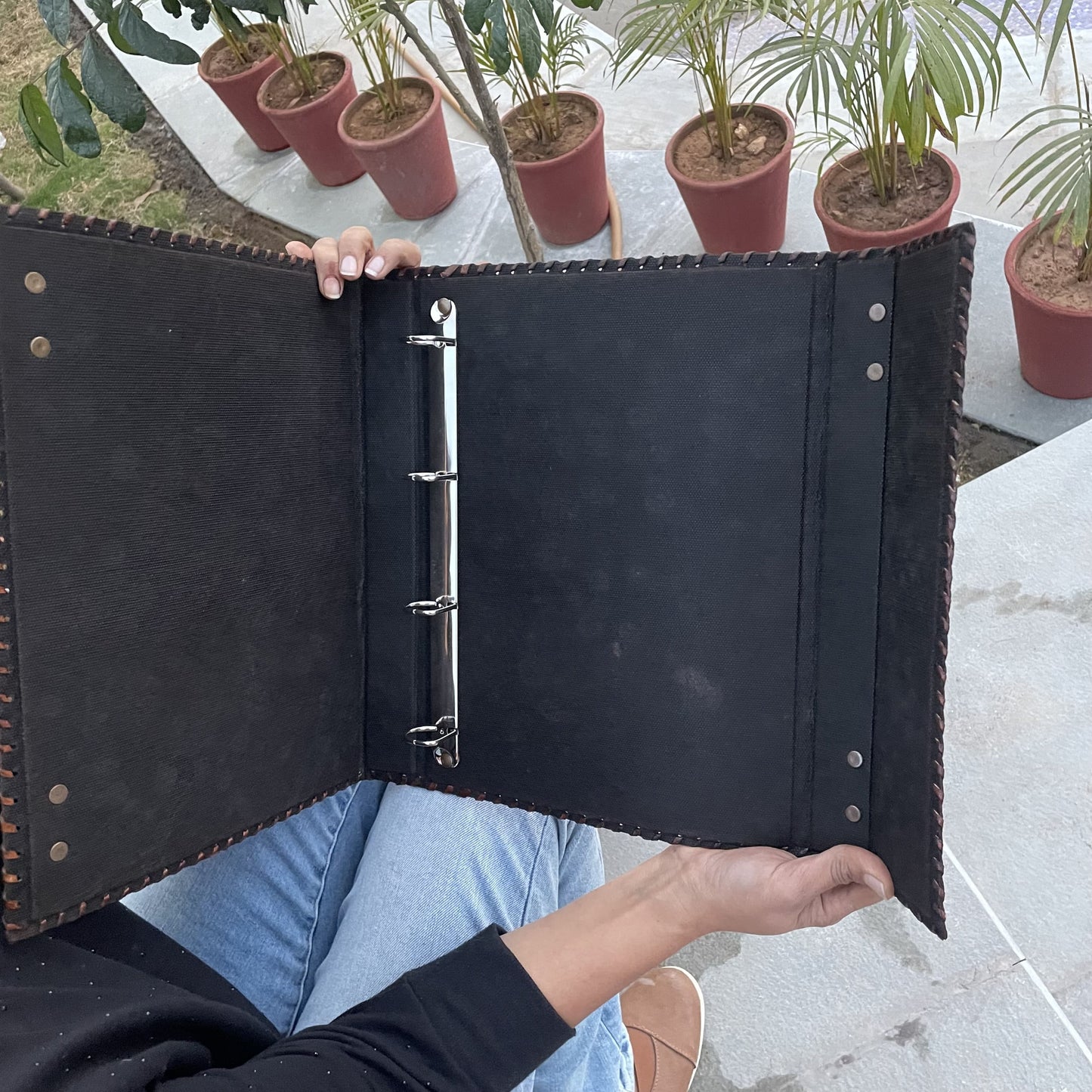 Leather Ring Binder, Tree Of Life 8.5 X 11 Inches Size A4 Document Holder