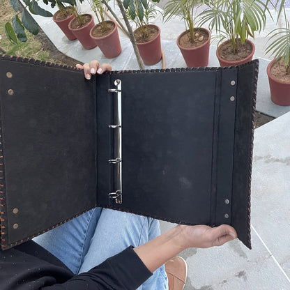 Leather Ring Binder, Tree Of Life 8.5 X 11 Inches Size A4 Document Holder