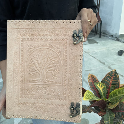 Leather Ring Binder, Tree Of Life 8.5 X 11 Inches Size A4 Document Holder
