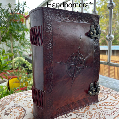 Leather Journal Compass Spell Book Of Shadow Journal With Lined/Unlined Pages
