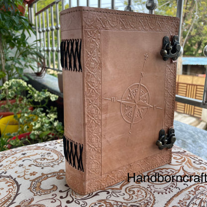 Leather Journal Compass Spell Book Of Shadow Journal With Lined/Unlined Pages