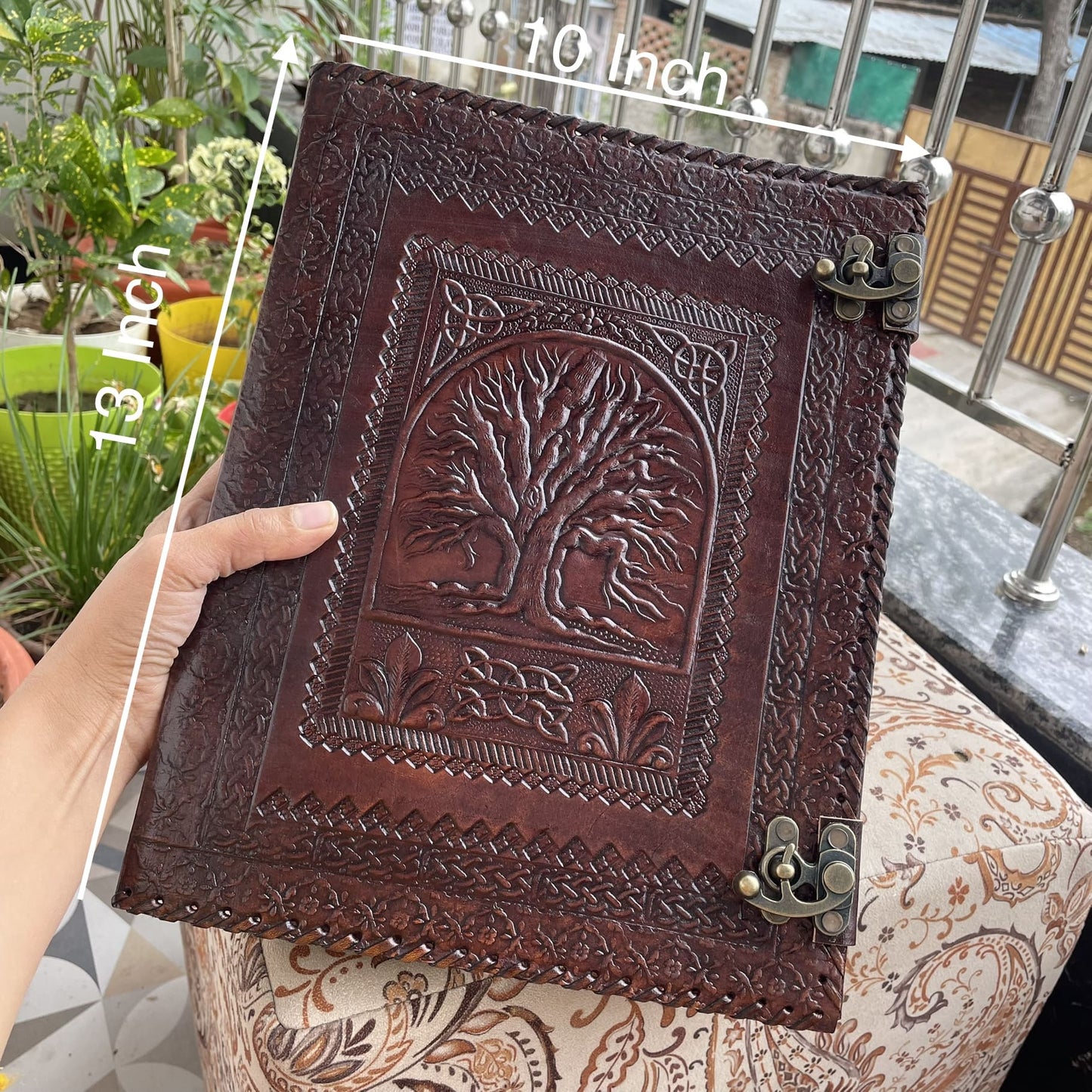 Leather Ring Binder, Tree Of Life 8.5 X 11 Inches Size A4 Document Holder