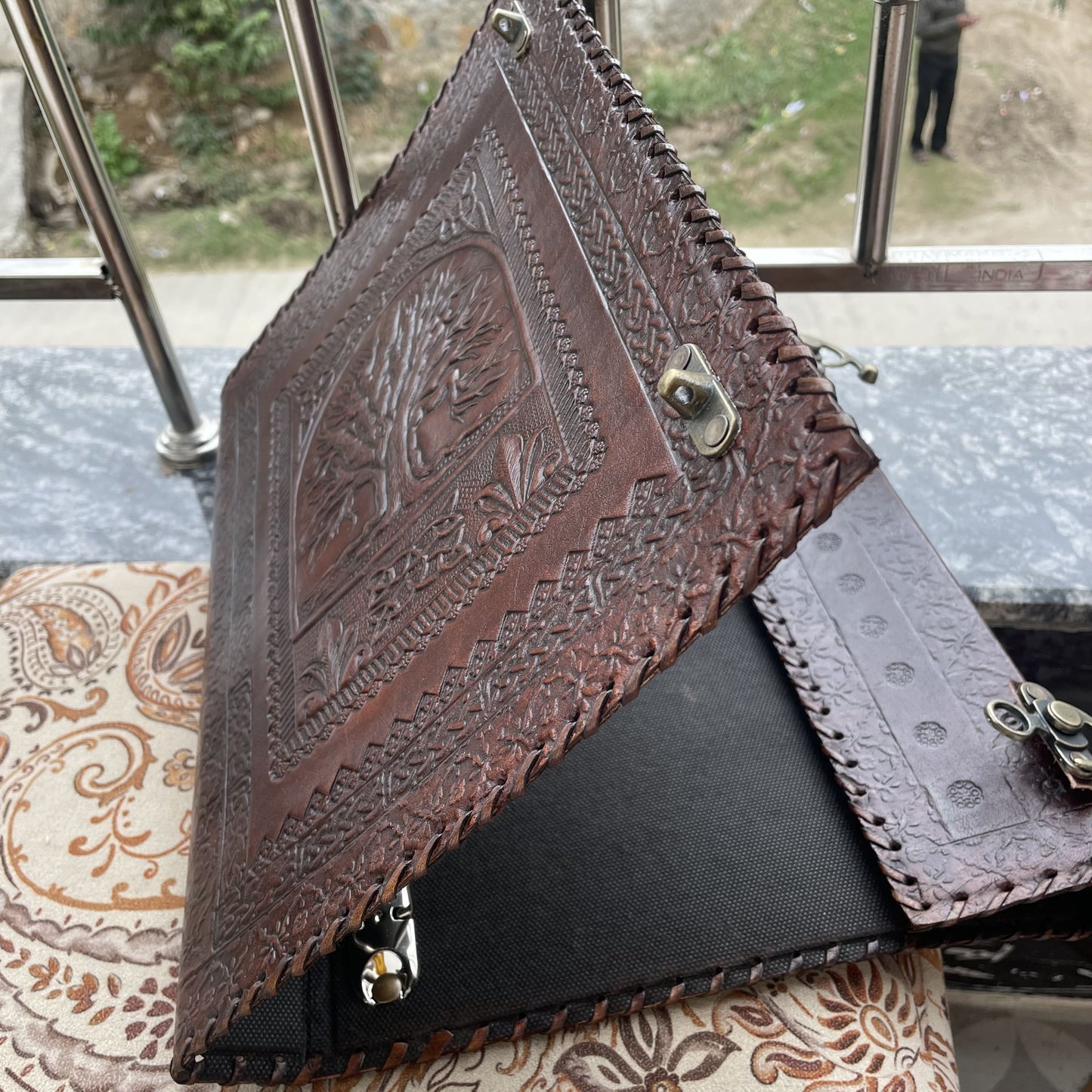 Leather Ring Binder, Tree Of Life 8.5 X 11 Inches Size A4 Document Holder