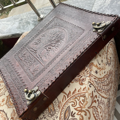 Leather Ring Binder, Tree Of Life 8.5 X 11 Inches Size A4 Document Holder