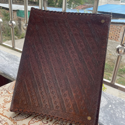 Leather Ring Binder, Tree Of Life 8.5 X 11 Inches Size A4 Document Holder