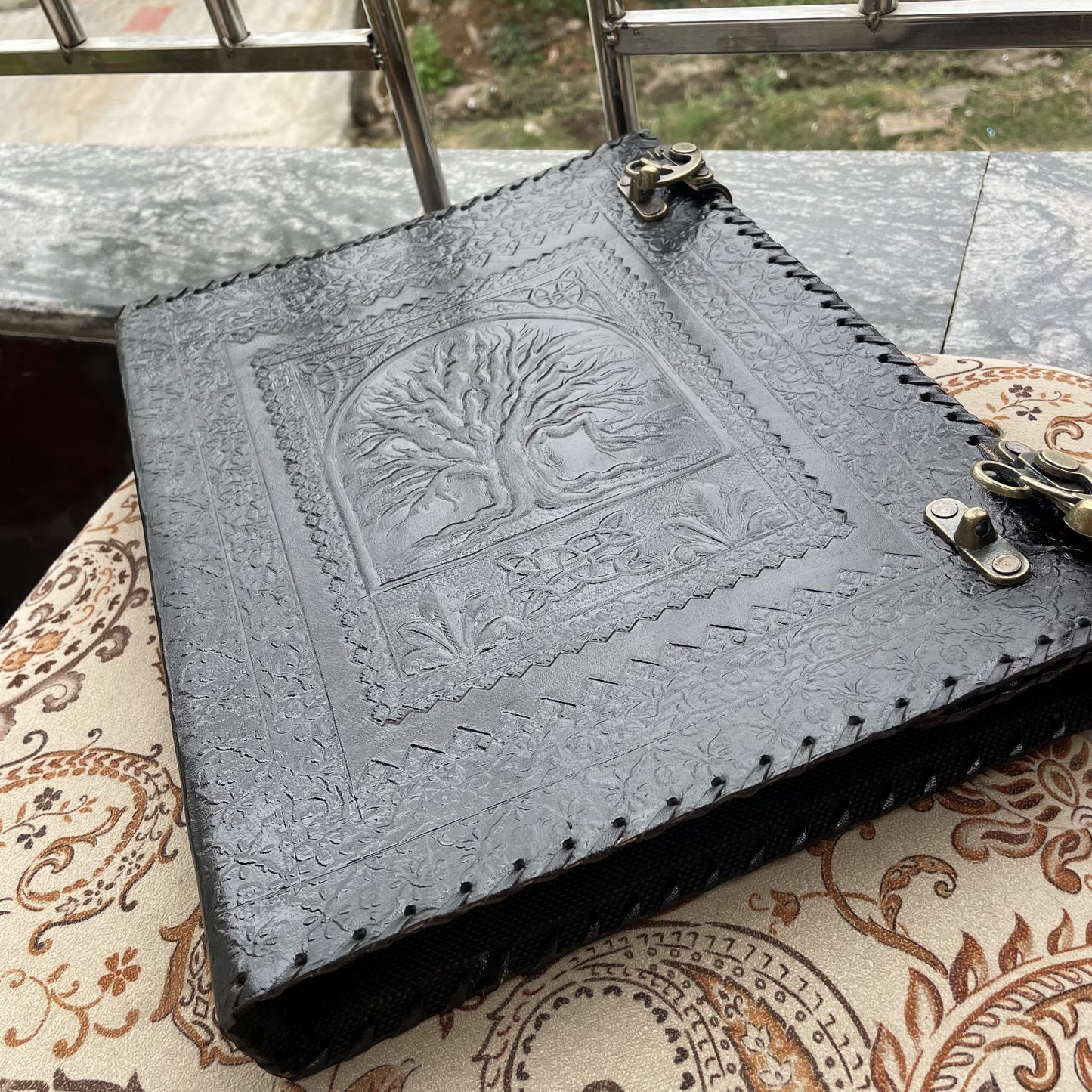 Leather Ring Binder, Tree Of Life 8.5 X 11 Inches Size A4 Document Holder