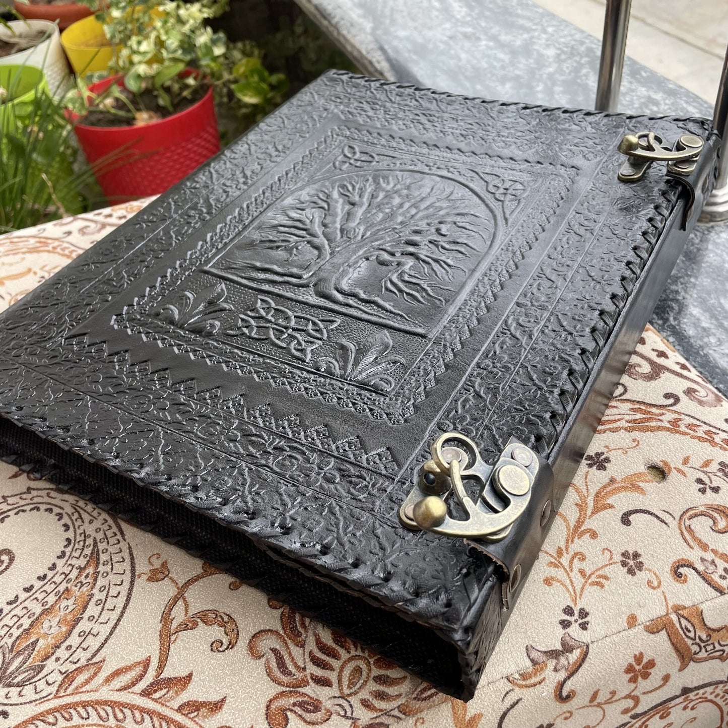 Leather Ring Binder, Tree Of Life 8.5 X 11 Inches Size A4 Document Holder