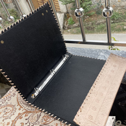 Leather Ring Binder, Tree Of Life 8.5 X 11 Inches Size A4 Document Holder