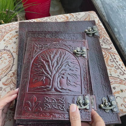 Tree Of Life Handmade Leather Journal, Leather Notebook - 200 Unlined- Lined Pages